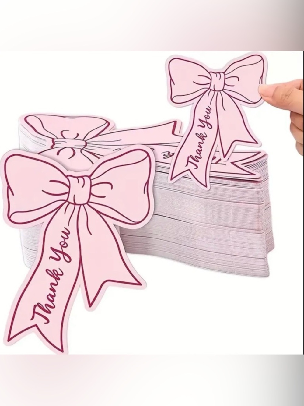 Pink Bow Thank You Cards, NEW, tax deductible, 50 pcs.